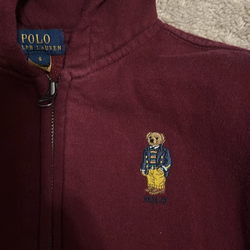 Boys polo bear hoodie zip up